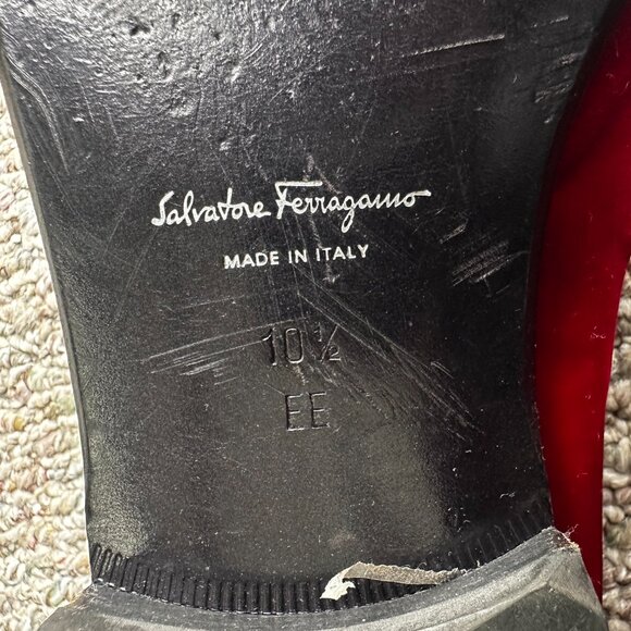Salvatore Ferragamo Red Velvet Gancini Loafers